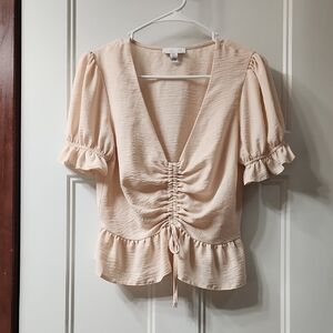 Topshop Runched Ruffle Blouse - 2
